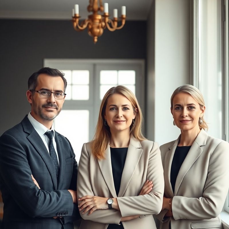 Tři finanční poradci v prosluněné minimalistické kanceláři